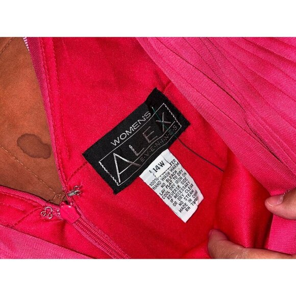 Alex Evenings Fuchsia Pleated V-Neck Sleeveless Gownt Dress Women Size 14W - Picture 5 of 7